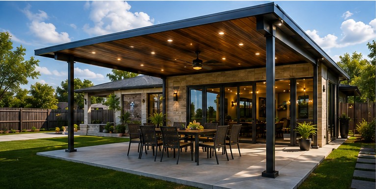Custom patio cover metal structure